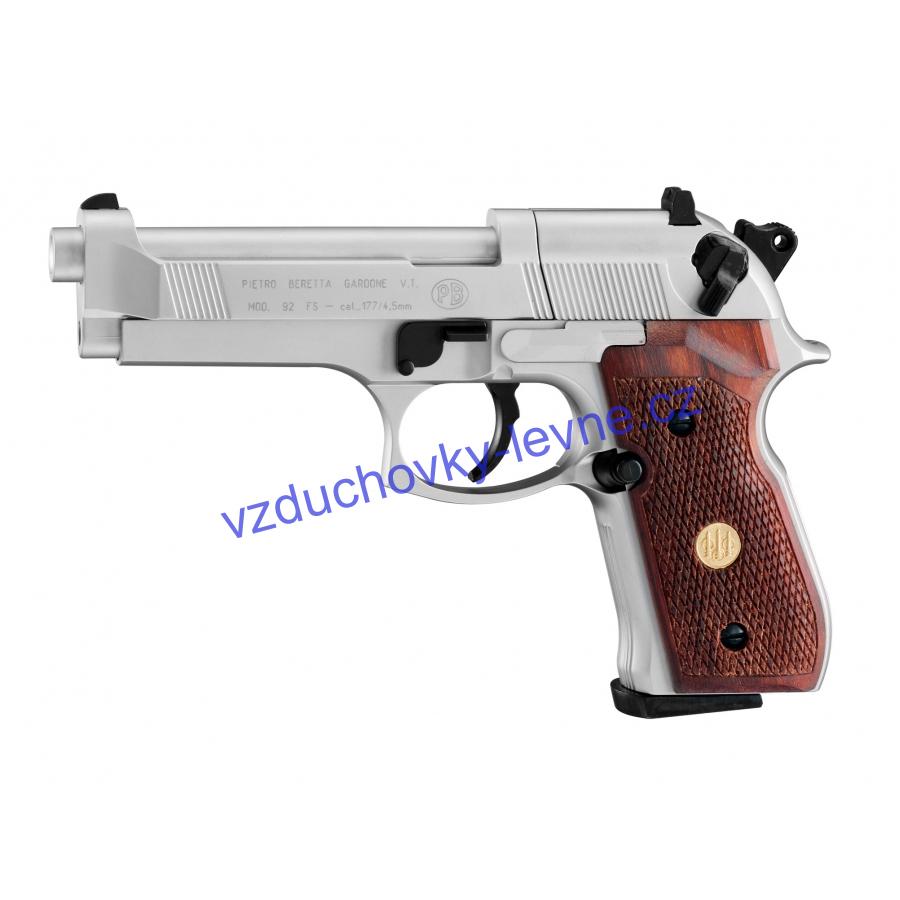 Vzduchová pistole Beretta M92 FS nikl dřevo