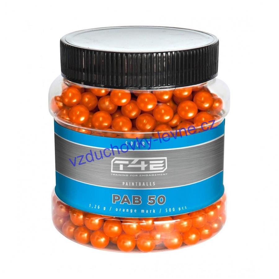Kuličky T4E Paintball PAB .50 polymer 500ks oranžové