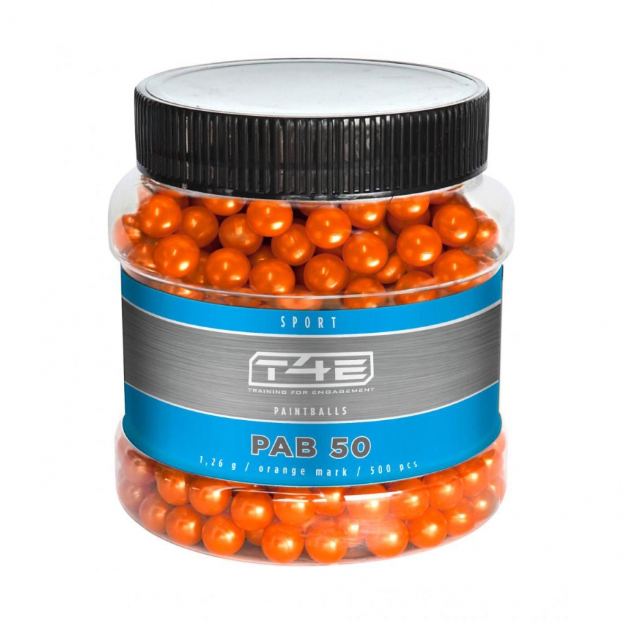 Kuličky T4E Paintball PAB .50 polymer 500ks oranžové